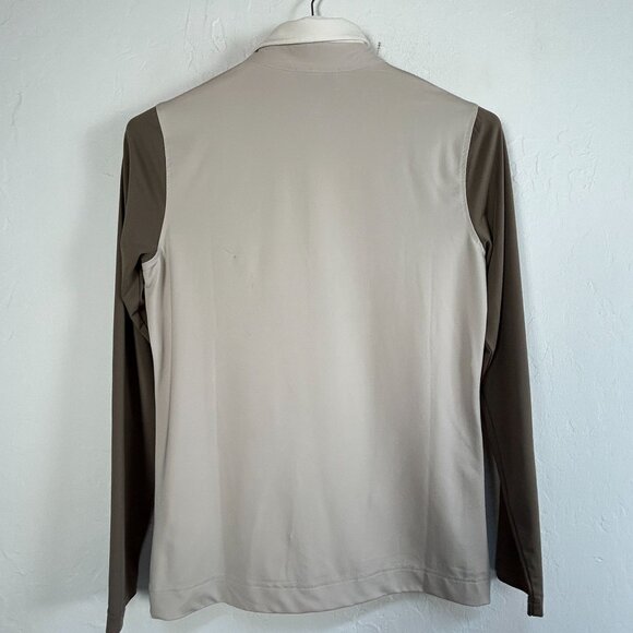 Daily Sports Womens Camo Feather Long Sleeve Polo Shirt Medium Beige Rhinestones - Picture 2 of 9